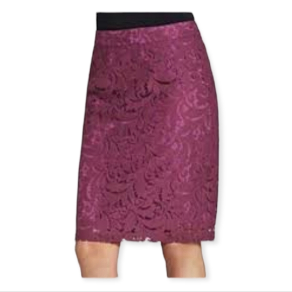 CABI Burghandy Lace Frolic Skirt size 6 - Picture 3 of 10